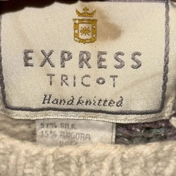 VINTAGE hand knitted Express Tricot Women’s Sweater Small LUXURY! - Picture 2 of 2